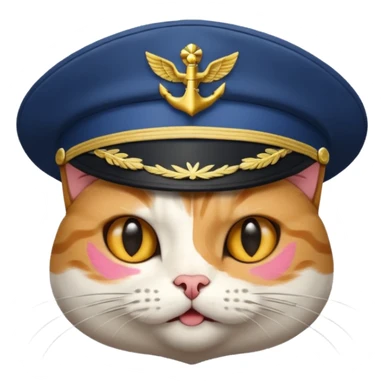 cat wearing a captain's hat sticker