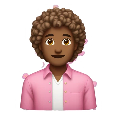 boyfriend with curly hair and wearing pink shirt and has pink flowers  sticker
