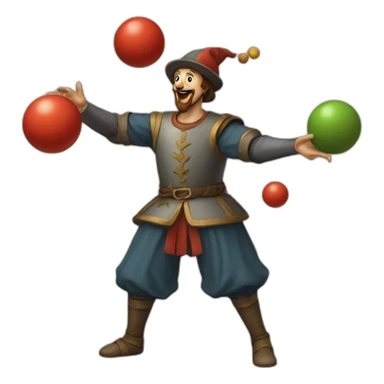 medieval juggler juggling 4 balls sticker