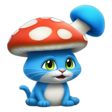 Smurf blue cat mushroom hat talking to Shrek sticker