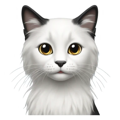 Long hair black and white female cat sticker