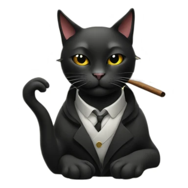 black cat smoking cigar sticker
