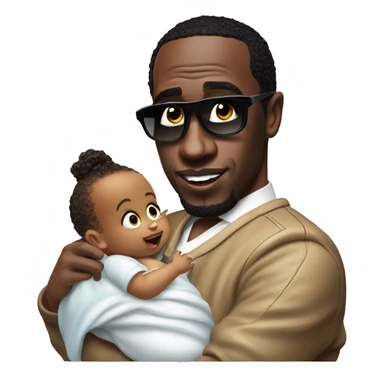p diddy holding a baby oil sticker