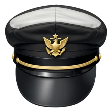 a black military cap hat sticker