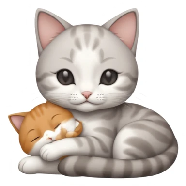 grey and white small cat with its eyes closed lying down with his paw curled under his head holding it up sticker