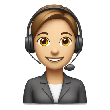 female wearing customer service headset friendly smile sticker