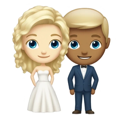 Blonde bright with blue eyes and groom with brown hair and brown eyes white skin sticker