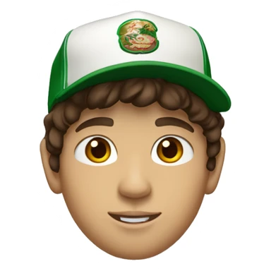 Teenager boy type mexican, White skin, with baseball cap backwards, with wavy brown hair (Which go down behind to the nape of the neck), Little bit dezoom sticker