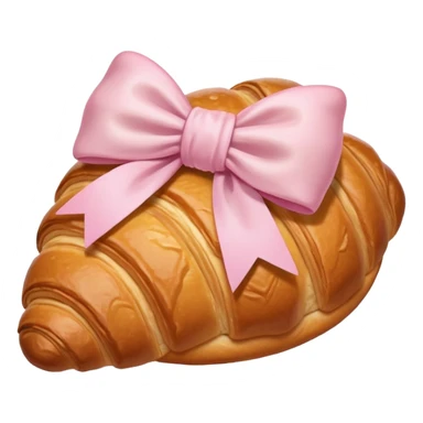 Croissant with light pink bow sticker