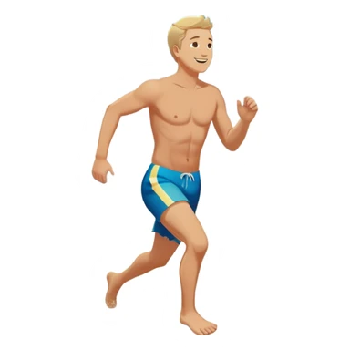 A white man running into the ocean, paisaje embracing the waves and the moment. The sun shines warmly, and the water sparkles, symbolizing the joy of creating fun and appreciating life’s simple moments. Their footprints in the sand fade as they fully immerse themselves in the present. sticker