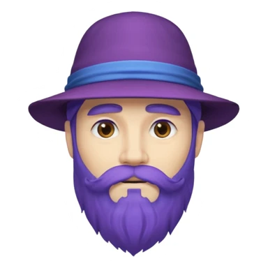 purple bearded, blue  long haired man with hat sticker