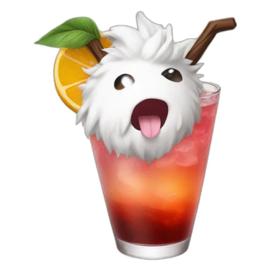 poro from lol inside a cocktail sticker