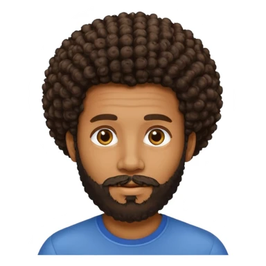 Medium brown skin man with beard and a curly small Afro fade sticker