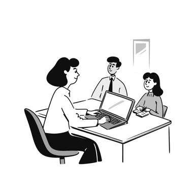 office worker having a meeting sticker