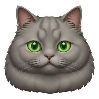 Fat gray cat green eyes  sticker