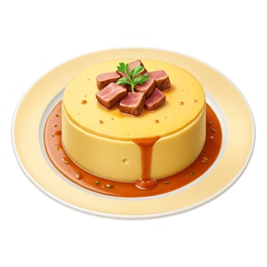 Creami l’emoji di una polenta su un piatto con il sugo e la carne sopra sticker