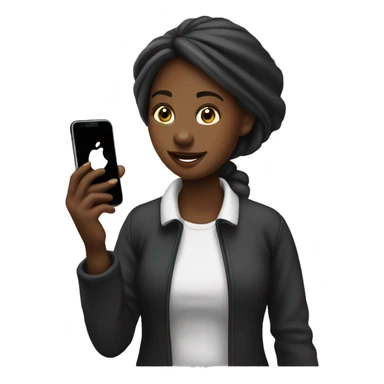 Fille métisse noir qui passe un appel avec un iPhone sticker