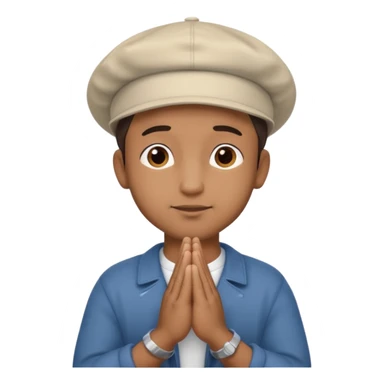A BROWN MOTIVATIONAL GUY WITH A CAP ON WITH PRAYING HANDS sticker