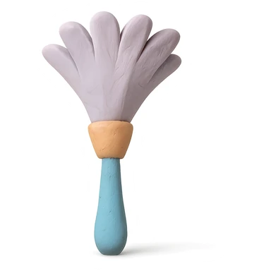 feather duster in claymation style with soft pastel colors and visible fingerprints sticker