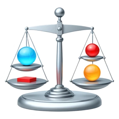 balance scale with one side a futuristic AI orb and the other side a stack of code blocks, no text sticker