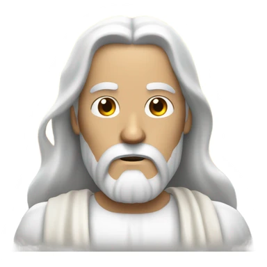 Jesus with fire in his eyes and white hair and beard sticker