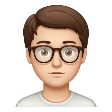 white boy with brown eyes and brown hair and glasses sticker