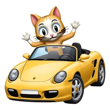 Krazy Kat driving a porsche boxter sticker