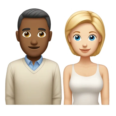 Tan caucasian man with blue eyes and a low bun (brown hair) with strawberry blond German/Chilean woman with light skin and freckles. sticker