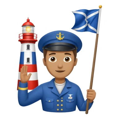 Keeper raising signal flag at lighthouse sticker