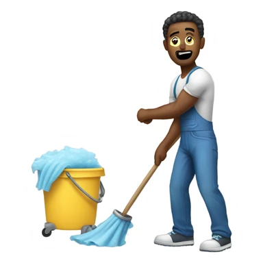 Jacked man cleaning frantically sticker