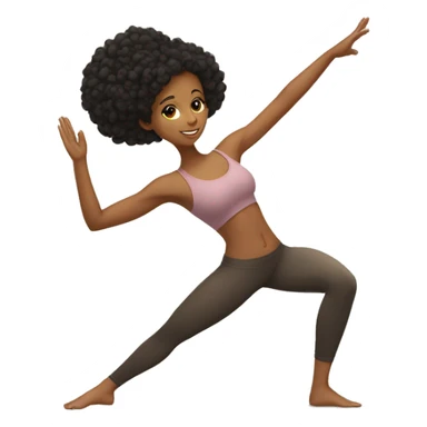 Tan girl curly black hair in yoga pose one leg tucked near groin sticker