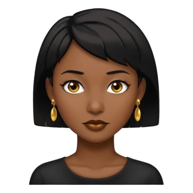 woman with black short hair and gold earring and black skin sticker