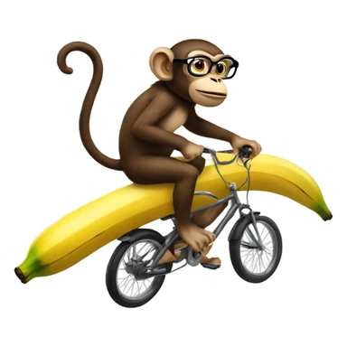 Monkey wearing glasses and riding flying banana sticker