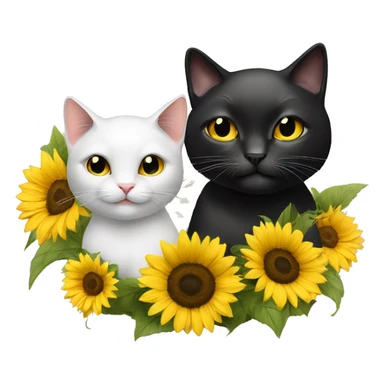 two cats black with sunflower and pionies sticker