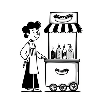 hotdog seller in New York with cart sticker