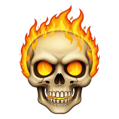 A burning skull with fire coming out of where the eyes sticker