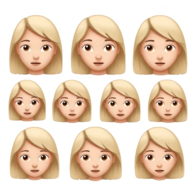 Pencil sketch sheet of a teenage girl's head, 10 different facial expressions, minimal line art, hand-drawn style, isolated on white background, sketchy aesthetic. sticker