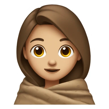 girl with brown hair cuddled with a blanket sticker