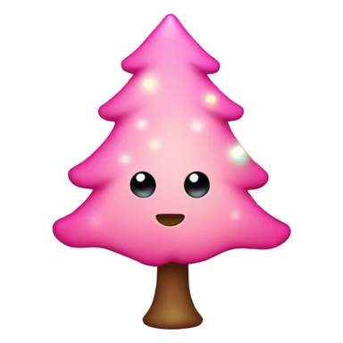 Cute pink Christmas tree with lights sticker