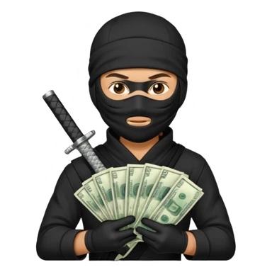 Ninja holding money sticker