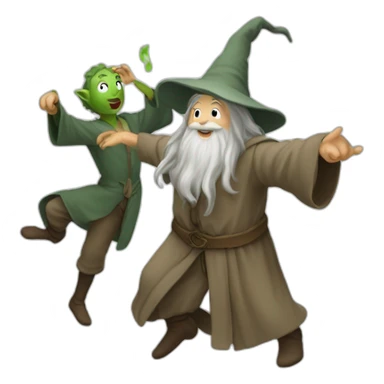 Gandalf and Froddo dancing sticker