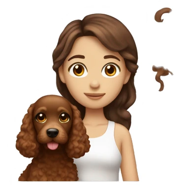 Brown hair long girl with cute red cockapoo sticker