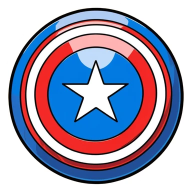 Captain America shield, red and blue colors only, metallic effect sticker