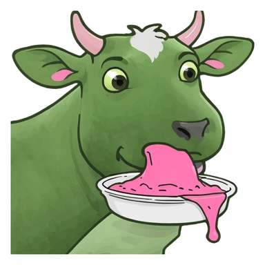 Cow eating pink slop sticker