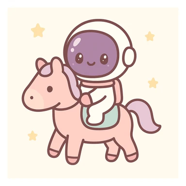 astronaut on horseback with stars in background sticker