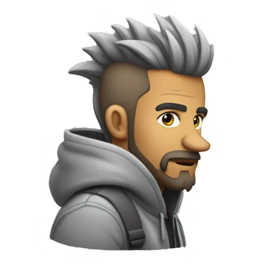 hombre con pelo mohawk muy corto con hoodie gris y barba de dos dias sticker