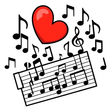 heart with music notes inside of it sticker