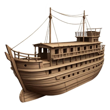 Massive wooden ship ark, empty deck, wide structure, detailed planks and beams, no animals sticker