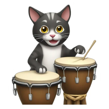 cat playing bongos sticker