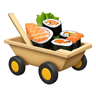 A wheelbarrow full of sushi sticker